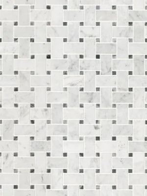 Carrara White Basketweave Pattern Honed