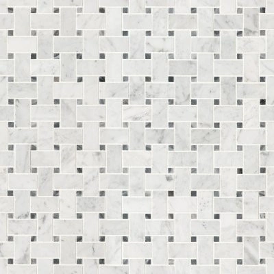Carrara White Basketweave Pattern Honed