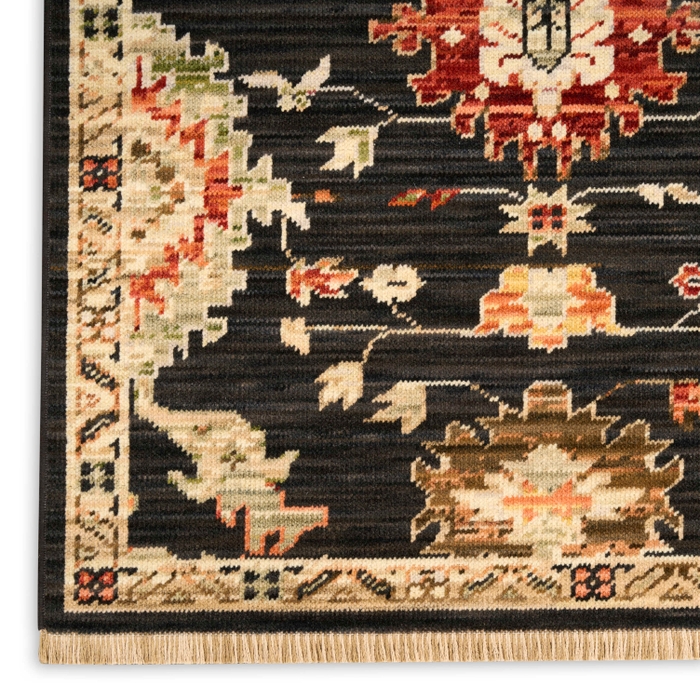 Antique Bloom Anb01 Black Area Rug