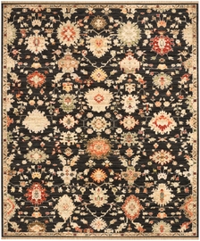 Antique Bloom Anb01 Black Area Rug