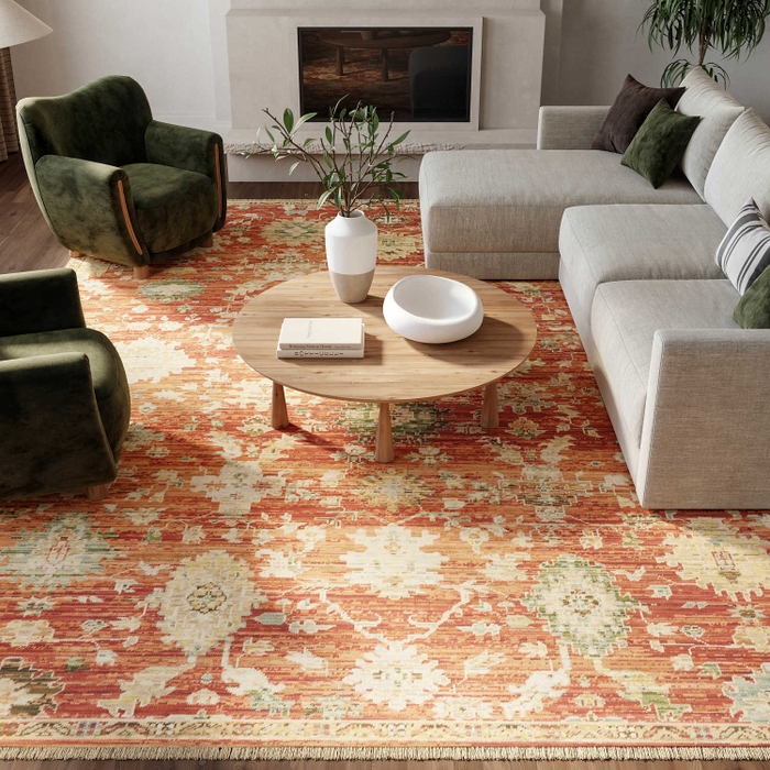 Antique Bloom Anb01 Brick Area Rug