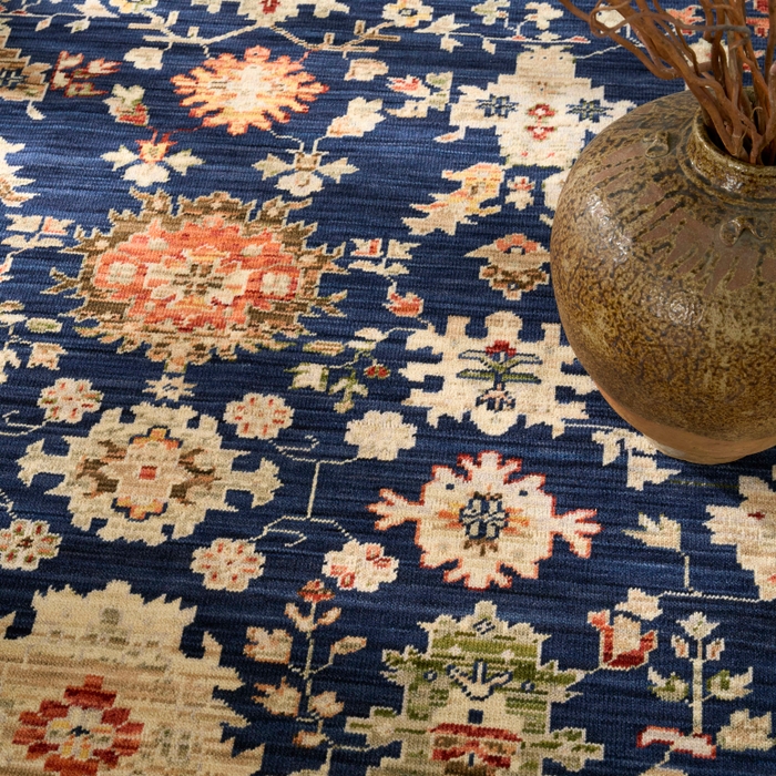 Antique Bloom Anb01 Navy Area Rug