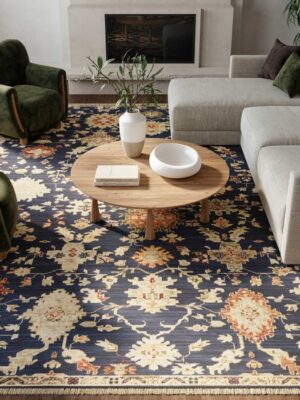 Antique Bloom Anb01 Navy Area Rug