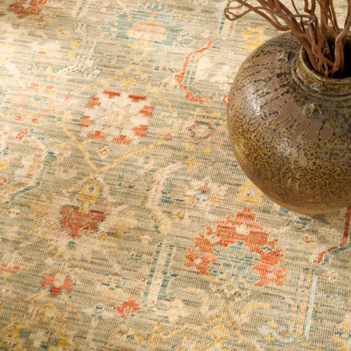 Antique Bloom Anb02 Sage Multicolor Area Rug