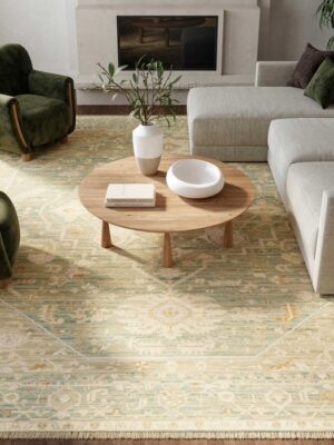 Antique Bloom Anb03 Teal Area Rug