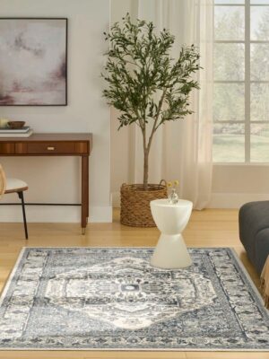 Quarry Qua18 Ivory Navy Area Rug