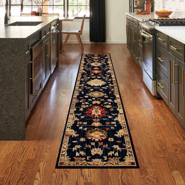 Antique Bloom Anb01 Navy Area Rug