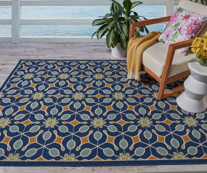 Caribbean Crb07 Navy Outdoor Rug