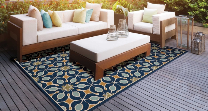 Caribbean Crb07 Navy Outdoor Rug