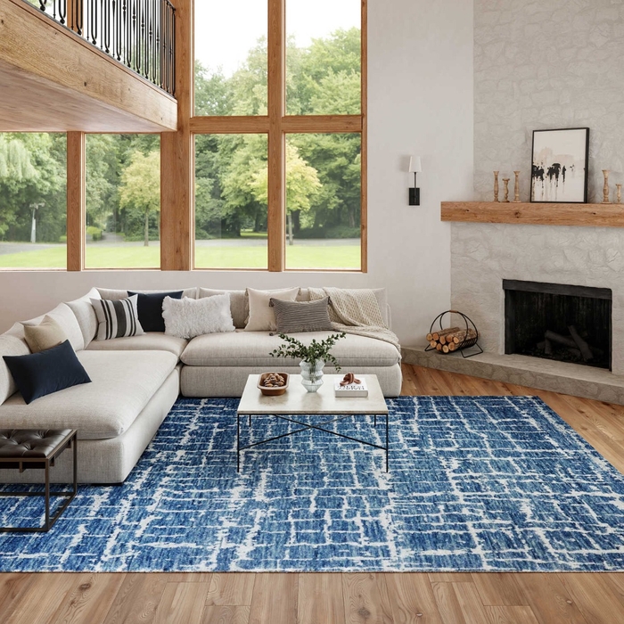 Luna Lun02 Blue Silver Rug