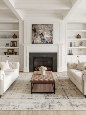 Rustic Textures Rus06 Ivory/Blue Rug
