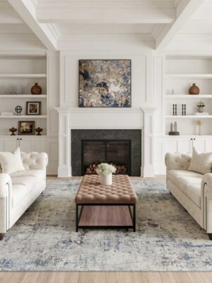 Rustic Textures Rus07 Ivory/Grey-Blue Rug