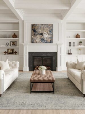 Rustic Textures Rus09 Ivory/Light Blue Rug