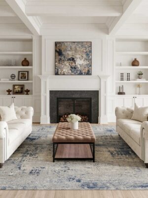 Rustic Textures Rus10 Ivory/Blue Rug