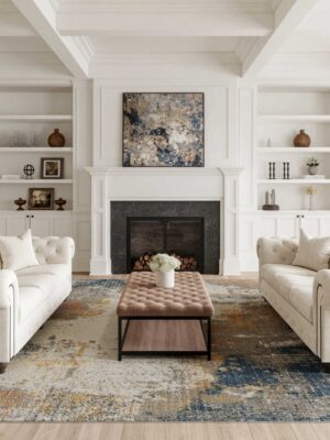 Rustic Textures Rus13 Grey/Blue Rug