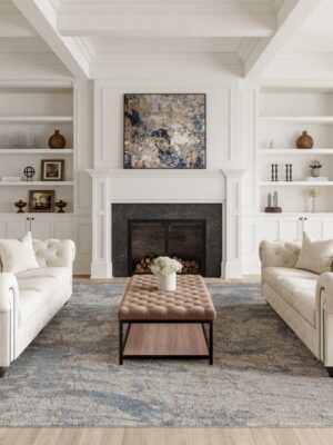 Rustic Textures Rus15 Light Grey/Blue Rug